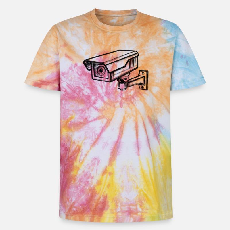 Security Camera Security - Illusionration - Unisex Premium Tie-Dye T-Shirt - Rainbow Spiral