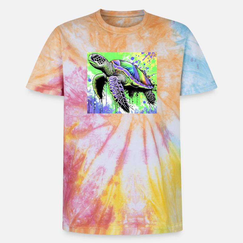 turtle - Unisex Premium Tie-Dye T-Shirt - Rainbow Spiral