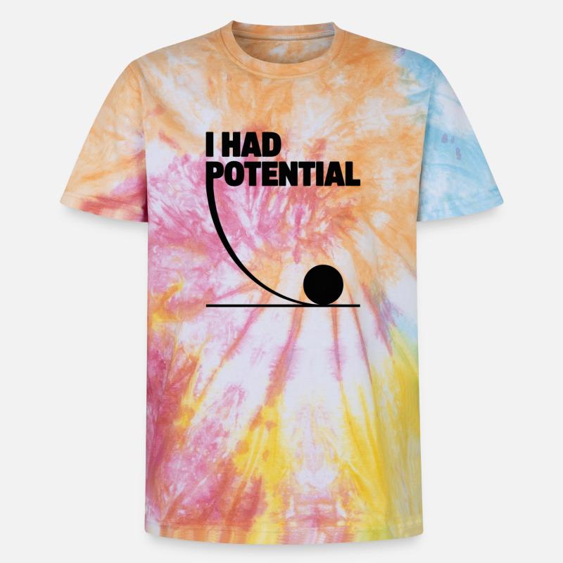 I had potential science math physics - Unisex Premium Tie-Dye T-Shirt - Rainbow Spiral
