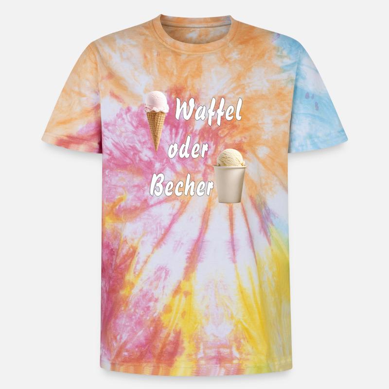 EIS WAFFEL ODER BECHER - Unisex Premium Tie Dye T-Shirt - Regenbogen-Spirale
