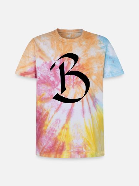 lettre B - T-shirt tie-dye premium unisexe - arc-en-ciel spirale