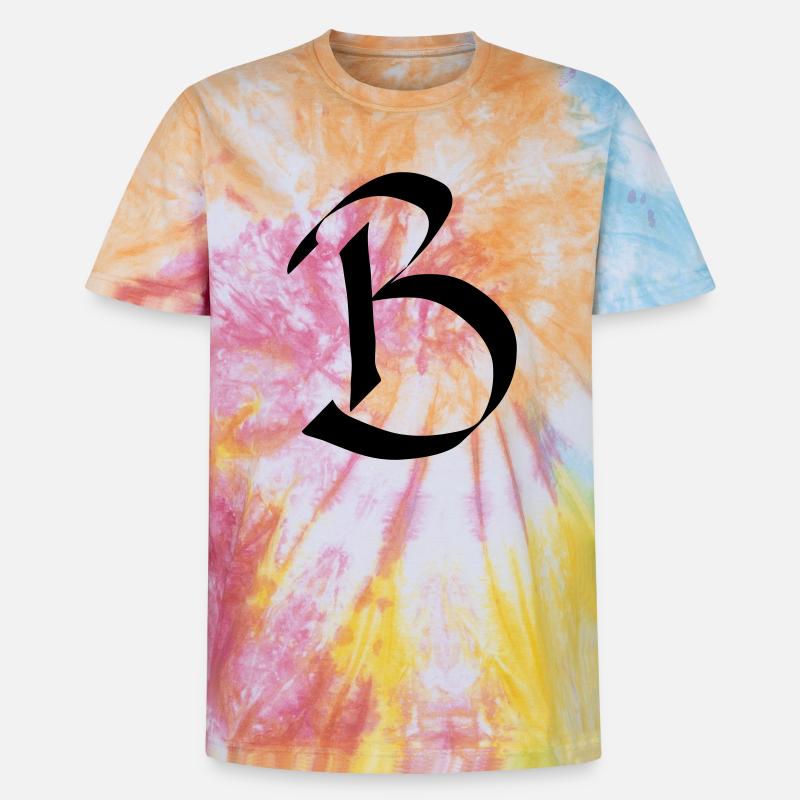 Buchstabe B - Unisex Premium Tie Dye T-Shirt - Regenbogen-Spirale