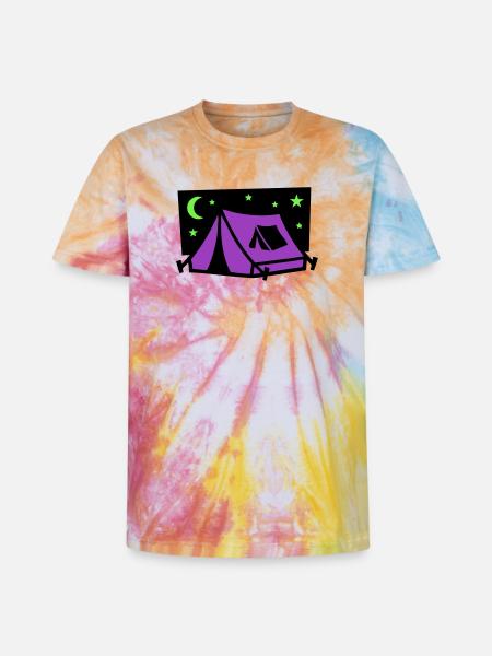 Festival Tent Night Logo - Unisex Premium Tie-Dye T-Shirt - Rainbow Spiral