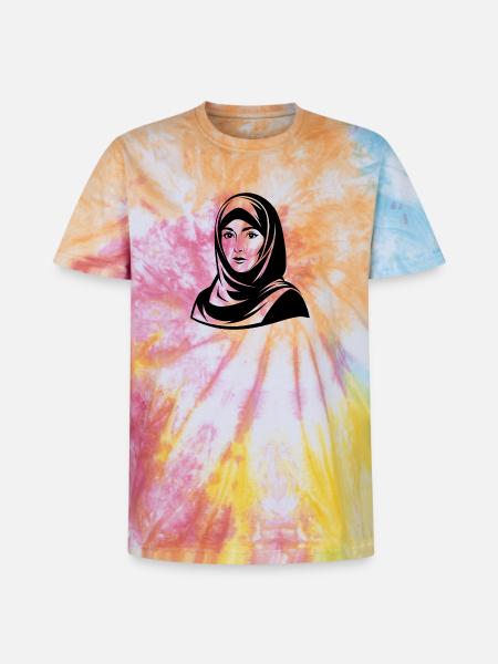 Hijab Woman - Unisex Premium Tie-Dye T-Shirt - Rainbow Spiral