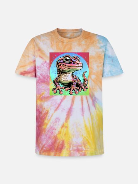 Gecko - Unisex Premium Tie Dye T-Shirt - Regenbogen-Spirale