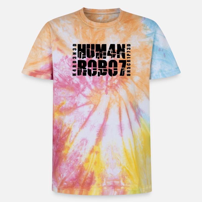 hardened human robot unscripted - Unisex Premium Tie Dye T-Shirt - Regenbogen-Spirale