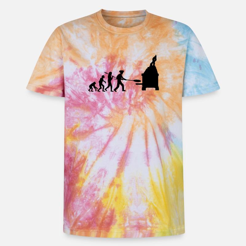 Evolution Pizza Bäcker - Unisex Premium Tie Dye T-Shirt - Regenbogen-Spirale