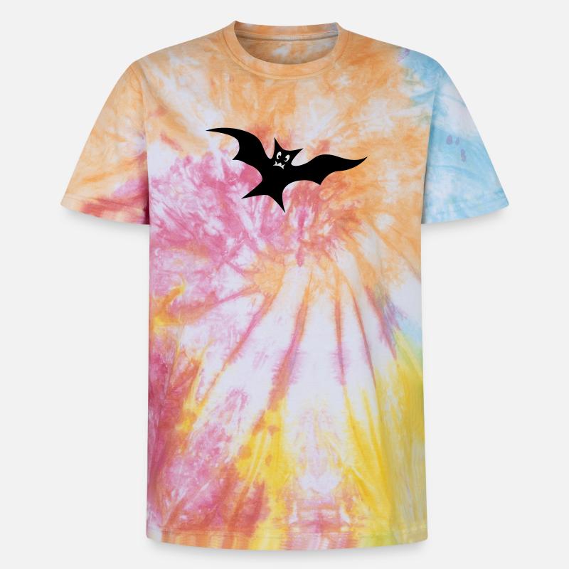 Bat - Unisex Premium Tie-Dye T-Shirt - Rainbow Spiral