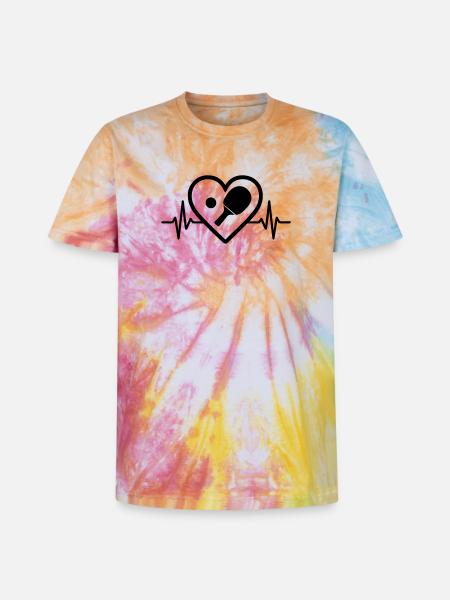 Table tennis heart - Unisex Premium Tie-Dye T-Shirt - Rainbow Spiral