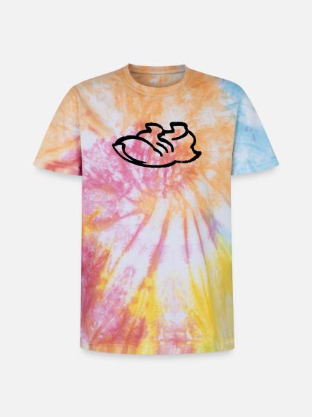 Running Shoe Contour - Unisex Premium Tie-Dye T-Shirt - Rainbow Spiral