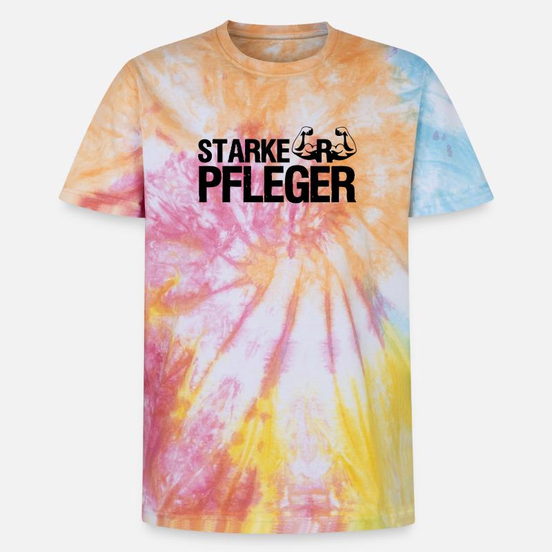 Starker Pfleger Pflege,Sprüche, Geschenk,Berufe - Unisex Premium Tie Dye T-Shirt - Regenbogen-Spirale