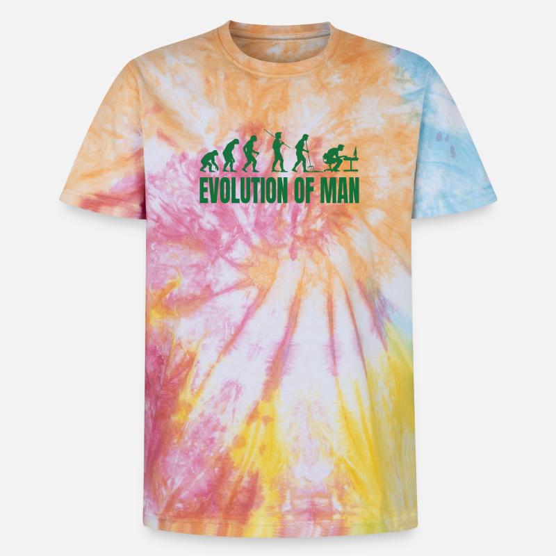 Evolution of Man Programmierer IT - Unisex Premium Tie Dye T-Shirt - Regenbogen-Spirale