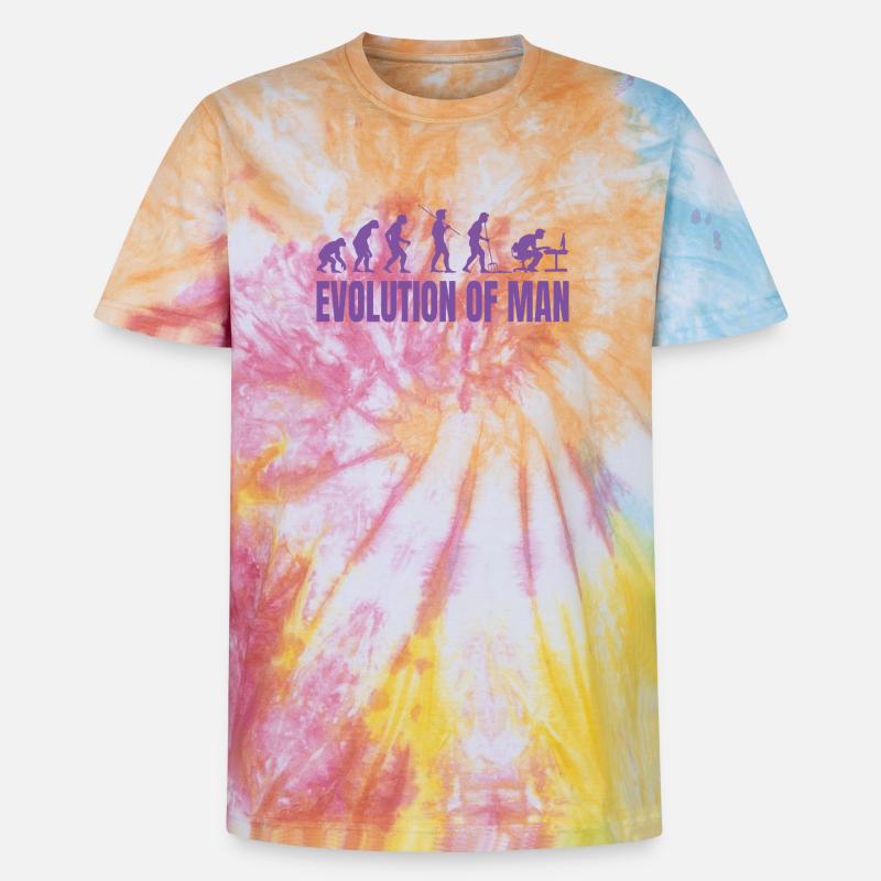Programmierer Computerfreak Evolution Retro - Unisex Premium Tie Dye T-Shirt - Regenbogen-Spirale