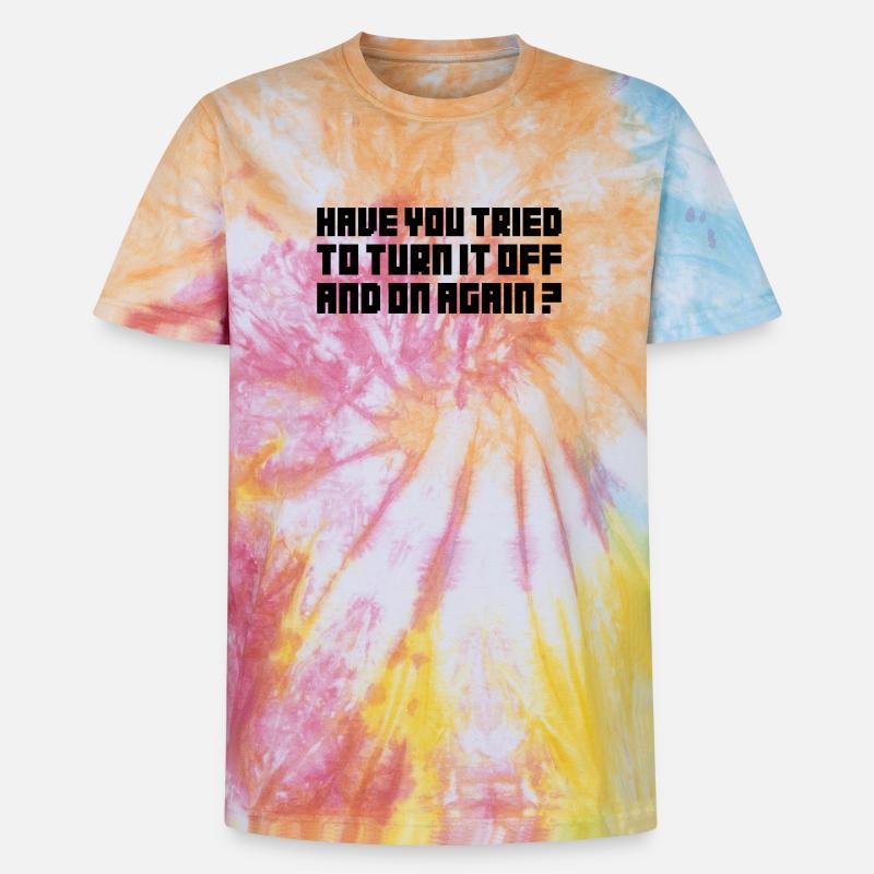 Turn it off and on again - Unisex Premium Tie-Dye T-Shirt - Rainbow Spiral