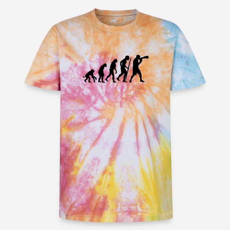 Evolution de la boxe - T-shirt tie-dye premium unisexe - arc-en-ciel spirale