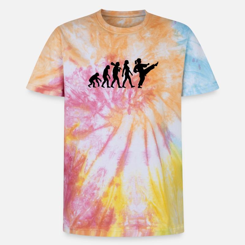 Karaté Évolution - T-shirt tie-dye premium unisexe - arc-en-ciel spirale