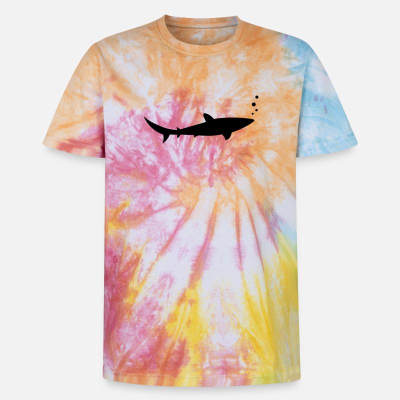 requin requin requin - T-shirt tie-dye premium unisexe - arc-en-ciel spirale
