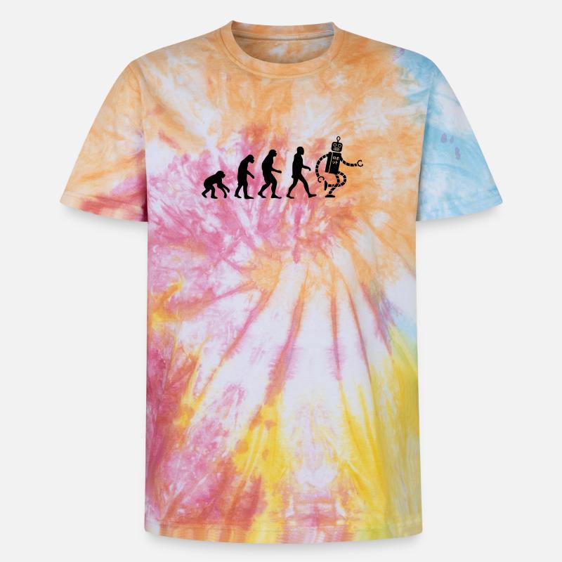 evolution robot évolution - T-shirt tie-dye premium unisexe - arc-en-ciel spirale