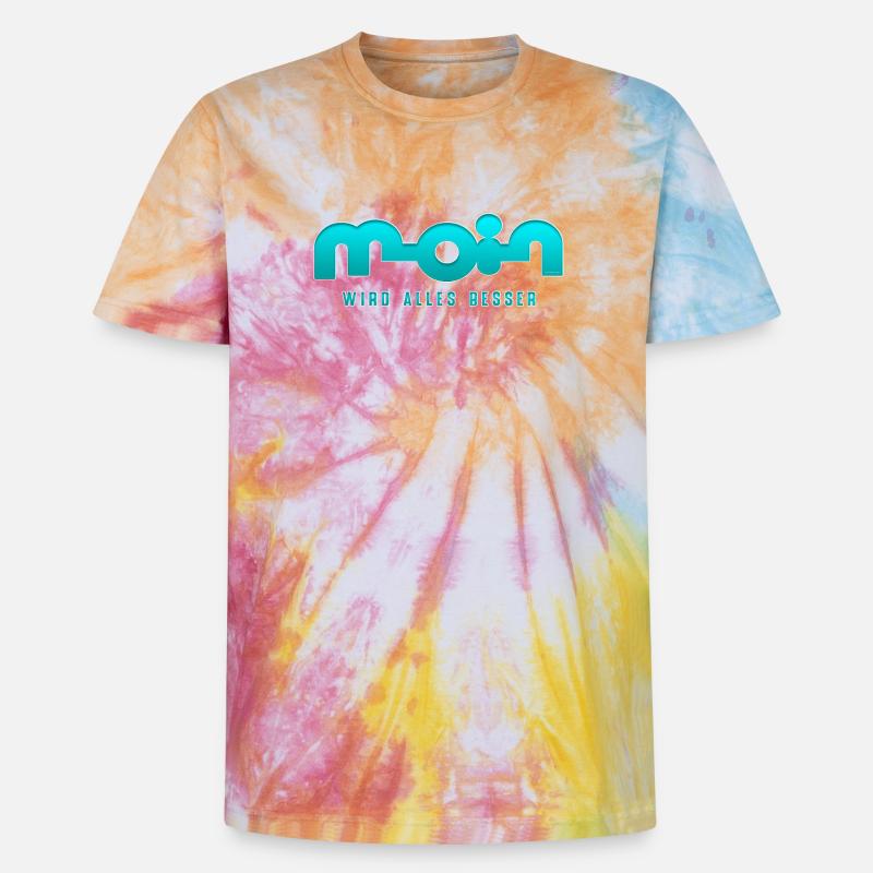 Moin, everything gets better - Unisex Premium Tie-Dye T-Shirt - Rainbow Spiral