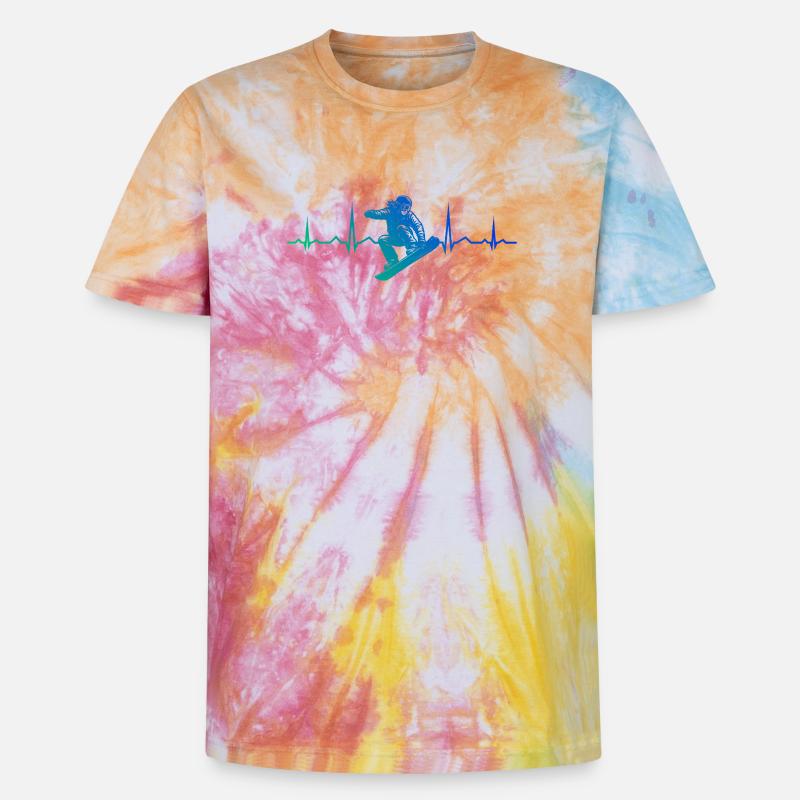 Conception compacte de snowboard pour snowboard - T-shirt tie-dye premium unisexe - arc-en-ciel spirale