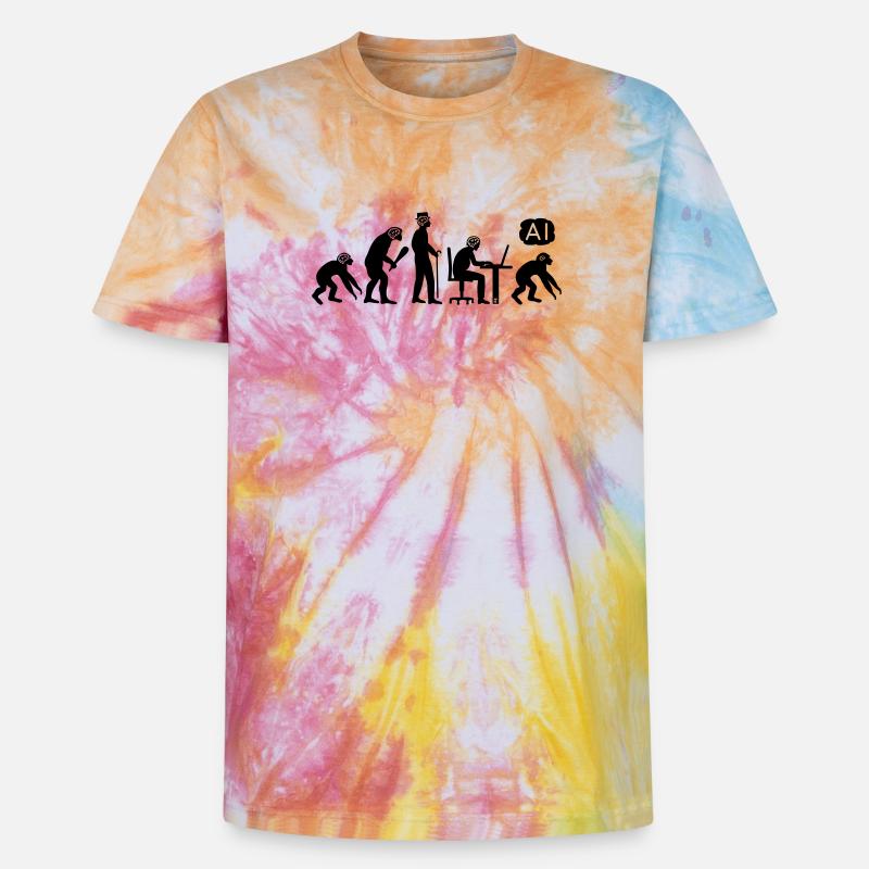 AI-volution - Unisex Premium Tie Dye T-Shirt - Regenbogen-Spirale