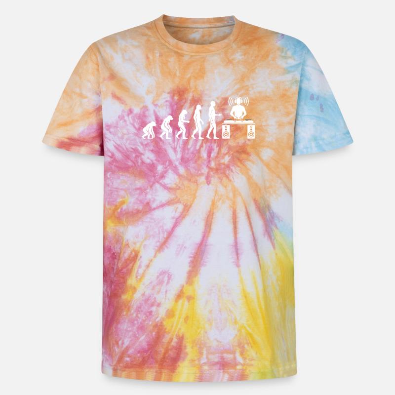 Evolution der Beats: DJ-Frontier - Unisex Premium Tie Dye T-Shirt - Regenbogen-Spirale