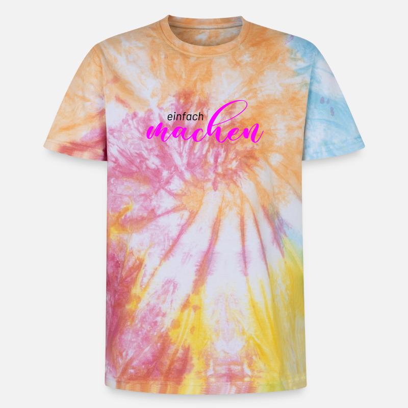 Spruch: einfach machen - Unisex Premium Tie Dye T-Shirt - Regenbogen-Spirale