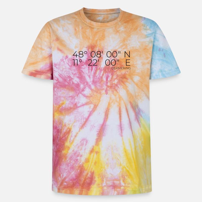 Coordinates Germering, Bavaria - Unisex Premium Tie-Dye T-Shirt - Rainbow Spiral
