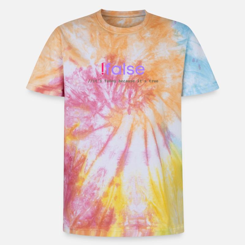 Ifalse Funny Coder Programming Pun - Unisex Premium Tie-Dye T-Shirt - Rainbow Spiral