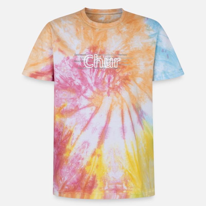 Schweizer Städte Chur - Unisex Premium Tie Dye T-Shirt - Regenbogen-Spirale