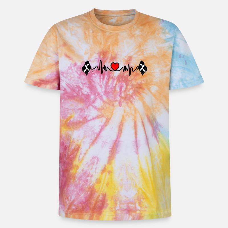 Herzfrequenz von Cornwall - Unisex Premium Tie Dye T-Shirt - Regenbogen-Spirale