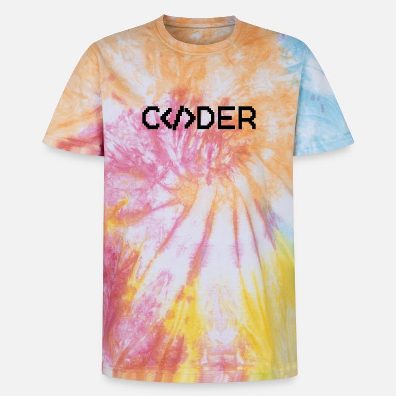 Coder - Unisex Premium Tie-Dye T-Shirt - Rainbow Spiral