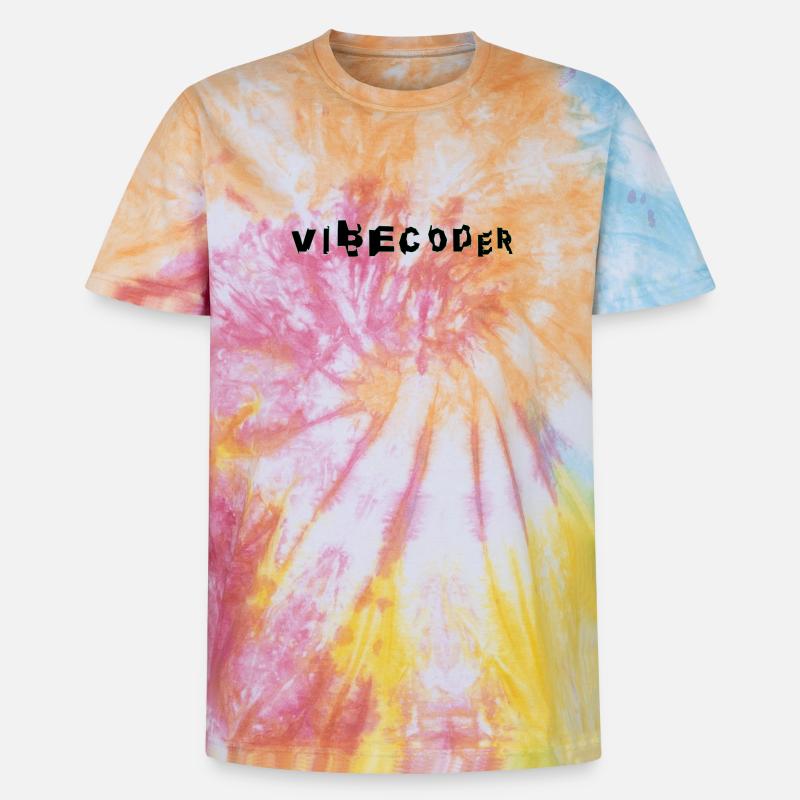 VibeCoder Glitch Neon - T-shirt tie-dye premium unisexe - arc-en-ciel spirale