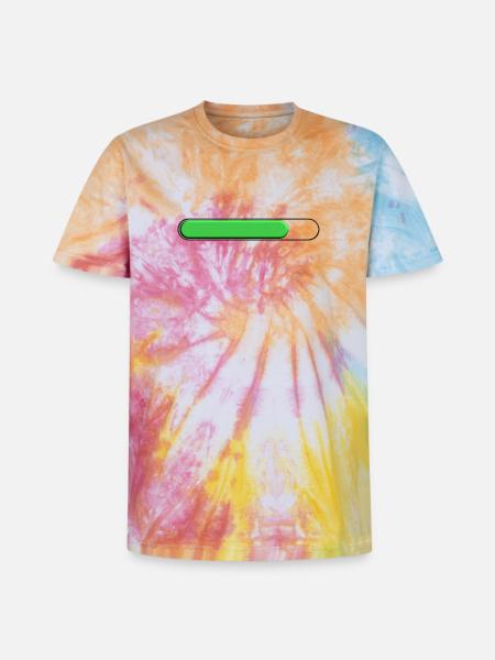 Average gauge Green (three quarters) - Unisex Premium Tie-Dye T-Shirt - Rainbow Spiral
