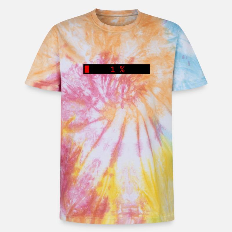Rectangle loading bar Black Red 1% - Unisex Premium Tie-Dye T-Shirt - Rainbow Spiral