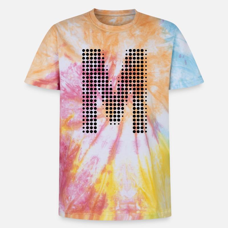 M letter dots initial letter gift - Unisex Premium Tie-Dye T-Shirt - Rainbow Spiral