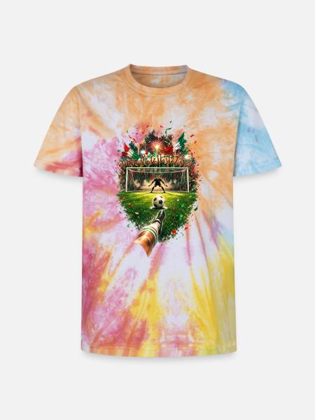 Italienischer Torjubel im Stadion - Unisex Premium Tie Dye T-Shirt - Regenbogen-Spirale