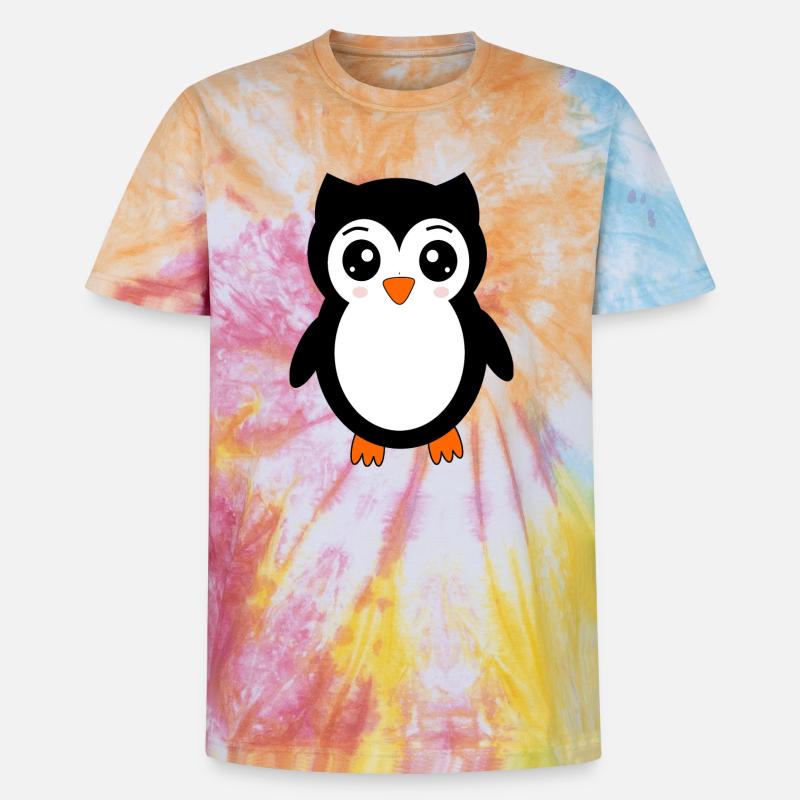 Eule schwarz Vogel Vögelchen Tiere Geschenk - Unisex Premium Tie Dye T-Shirt - Regenbogen-Spirale