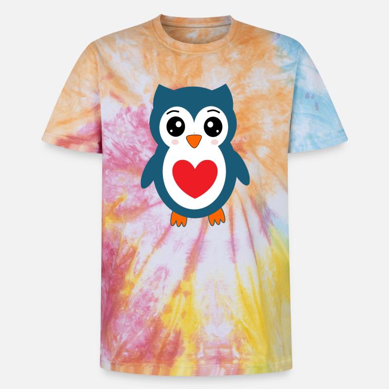 Eule blaue Eule  - Unisex Premium Tie Dye T-Shirt - Regenbogen-Spirale