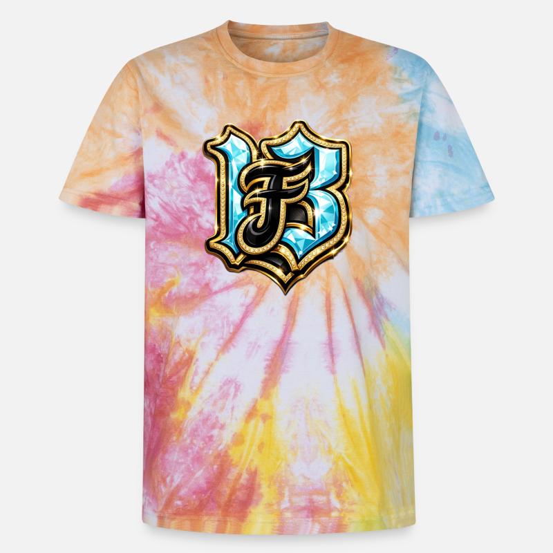Edelstein-H Monogramm mit Glanzeffekt - Unisex Premium Tie Dye T-Shirt - Regenbogen-Spirale