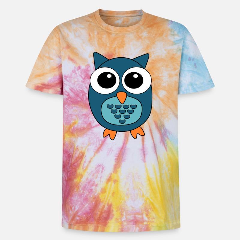 Eule blaue Eule - Unisex Premium Tie Dye T-Shirt - Regenbogen-Spirale
