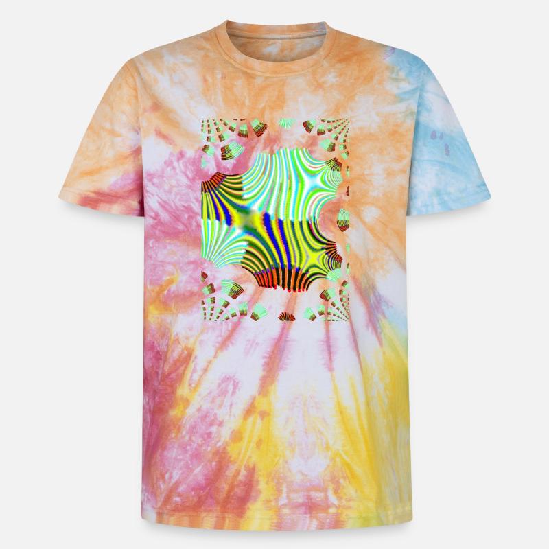 Psychedelic Neon Waves Pattern - Unisex Premium Tie-Dye T-Shirt - Rainbow Spiral