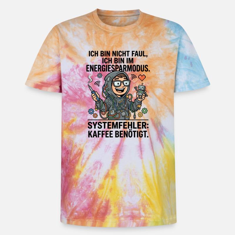 Technik Nerd Löten Roboter DIY - Unisex Premium Tie Dye T-Shirt - Regenbogen-Spirale