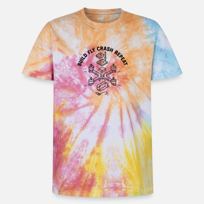 Conception de drones de construction d’aéronefs - T-shirt tie-dye premium unisexe - arc-en-ciel spirale