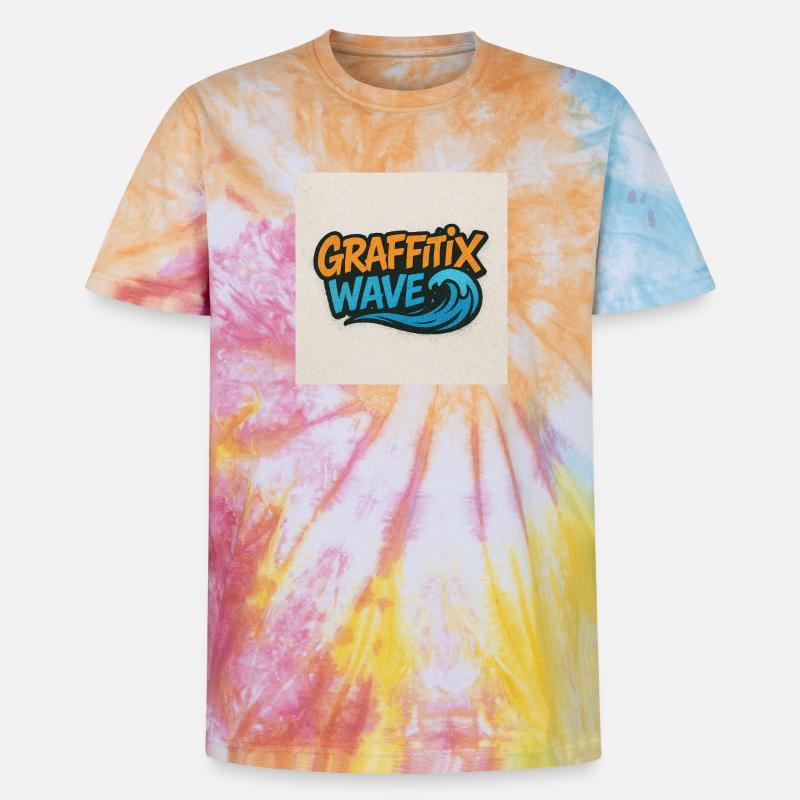 Graffitix Wave Graffiti Logo - Unisex Premium Tie-Dye T-Shirt - Rainbow Spiral