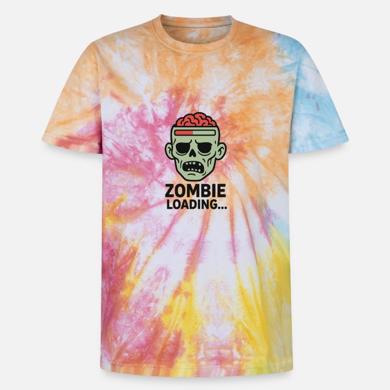 Zombie Loading Schädel Grafik - Unisex Premium Tie Dye T-Shirt - Regenbogen-Spirale