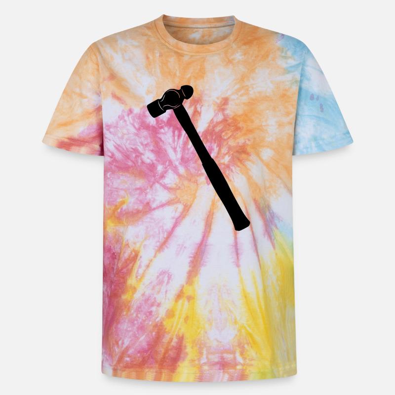 Kugelhammer oder Dellhammer Schattenbild - Unisex Premium Tie Dye T-Shirt - Regenbogen-Spirale