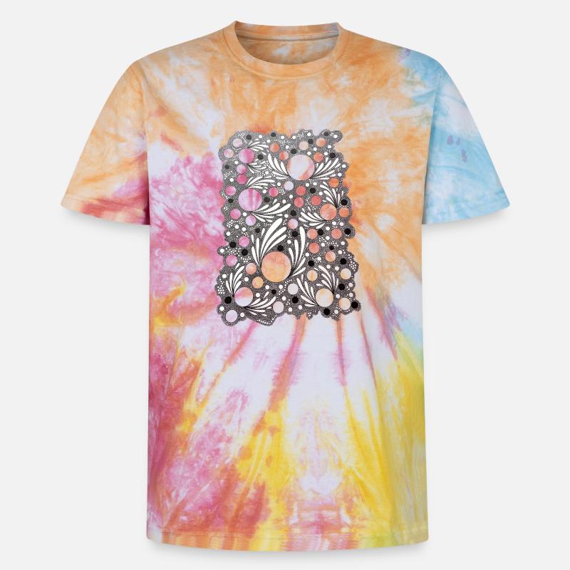 Leaf Blowing Lace Pattern - Unisex Premium Tie-Dye T-Shirt - Rainbow Spiral