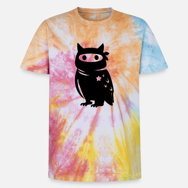 Vermummte Eule mit Stern – Antifaschismus Antifa - Unisex Premium Tie Dye T-Shirt - Regenbogen-Spirale