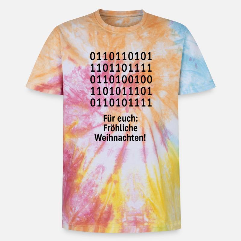 Christmas Code Binary Pattern - Unisex Premium Tie-Dye T-Shirt - Rainbow Spiral